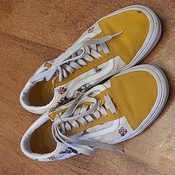 Vans Shoes - VANS yellow floral sneakers